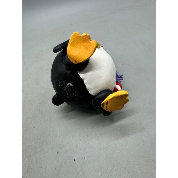 Christmas Handcrafted Clay Penguin Figurine Tia Lola 4/98 7" Tall READ - Picture 7 of 8